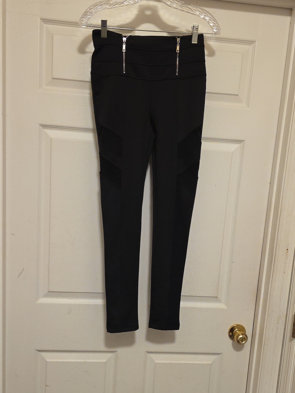 Material Girl Black Ponte Leggings with Double Zip Waist